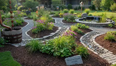 Rain garden and water management system by organic landscaping experts in Waltham, MA