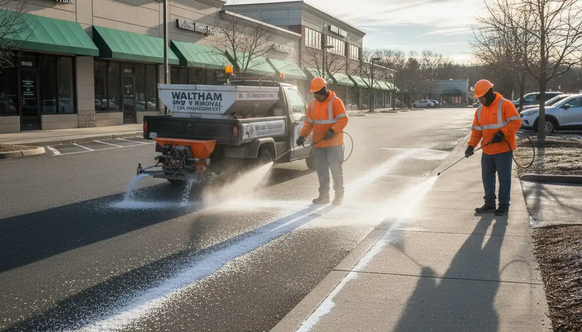 Professional de-icing and salt application for safe winter surfaces in Waltham, MA