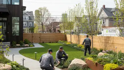 Landscape crew providing professional landscaping services in Waltham, MA