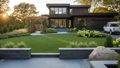 Landscaping crew providing yard maintenance in Waltham, MA