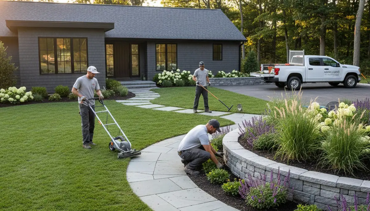 Landscape maintenance team serving Waltham, MA for residential and commercial properties