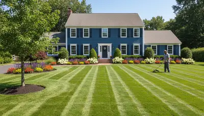 Pristine residential lawn in Waltham, MA showcasing expert professional lawn maintenance results